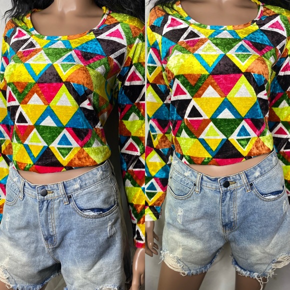 Guess Tops - Vintage Velvet Geometric Top